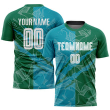 Charger l&#39;image dans la galerie, Custom Graffiti Pattern Teal-Kelly Green Scratch Sublimation Soccer Uniform Jersey
