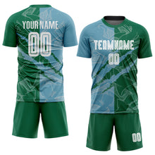 Charger l&#39;image dans la galerie, Custom Graffiti Pattern Shadow Blue-Kelly Green Scratch Sublimation Soccer Uniform Jersey
