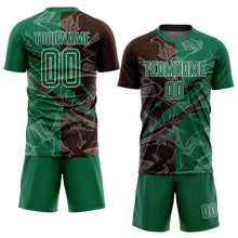 Charger l&#39;image dans la galerie, Custom Graffiti Pattern Kelly Green-Brown Scratch Sublimation Soccer Uniform Jersey
