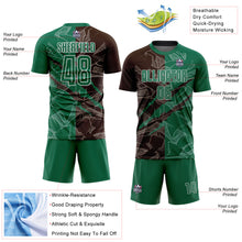 Charger l&#39;image dans la galerie, Custom Graffiti Pattern Kelly Green-Brown Scratch Sublimation Soccer Uniform Jersey
