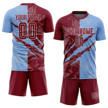 Charger l&#39;image dans la galerie, Custom Graffiti Pattern Crimson-Light Blue Scratch Sublimation Soccer Uniform Jersey
