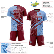 Charger l&#39;image dans la galerie, Custom Graffiti Pattern Crimson-Light Blue Scratch Sublimation Soccer Uniform Jersey
