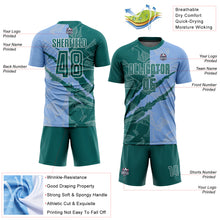 Charger l&#39;image dans la galerie, Custom Graffiti Pattern Teal-Light Blue Scratch Sublimation Soccer Uniform Jersey
