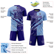 Charger l&#39;image dans la galerie, Custom Graffiti Pattern Dark Purple-Light Blue Scratch Sublimation Soccer Uniform Jersey
