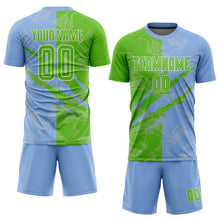 Charger l&#39;image dans la galerie, Custom Graffiti Pattern Aurora Green-Light Blue Scratch Sublimation Soccer Uniform Jersey
