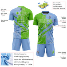 Charger l&#39;image dans la galerie, Custom Graffiti Pattern Aurora Green-Light Blue Scratch Sublimation Soccer Uniform Jersey
