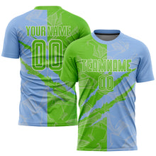 Charger l&#39;image dans la galerie, Custom Graffiti Pattern Aurora Green-Light Blue Scratch Sublimation Soccer Uniform Jersey
