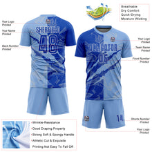 Charger l&#39;image dans la galerie, Custom Graffiti Pattern Thunder Blue-Light Blue Scratch Sublimation Soccer Uniform Jersey
