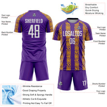 Charger l&#39;image dans la galerie, Custom Purple White-Gold Abstract Shape Sublimation Soccer Uniform Jersey
