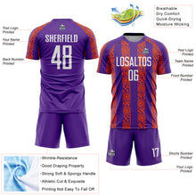 Charger l&#39;image dans la galerie, Custom Purple White-Orange Abstract Shape Sublimation Soccer Uniform Jersey
