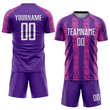 Charger l&#39;image dans la galerie, Custom Purple White-Pink Abstract Shape Sublimation Soccer Uniform Jersey
