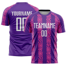 Charger l&#39;image dans la galerie, Custom Purple White-Pink Abstract Shape Sublimation Soccer Uniform Jersey
