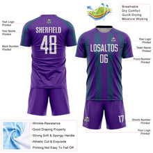 Charger l&#39;image dans la galerie, Custom Purple White-Teal Abstract Shape Sublimation Soccer Uniform Jersey
