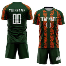 Charger l&#39;image dans la galerie, Custom Green White-Orange Abstract Shape Sublimation Soccer Uniform Jersey
