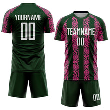 Charger l&#39;image dans la galerie, Custom Green White-Pink Abstract Shape Sublimation Soccer Uniform Jersey
