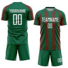 Charger l&#39;image dans la galerie, Custom Kelly Green White-Red Abstract Shape Sublimation Soccer Uniform Jersey
