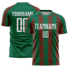 Charger l&#39;image dans la galerie, Custom Kelly Green White-Red Abstract Shape Sublimation Soccer Uniform Jersey
