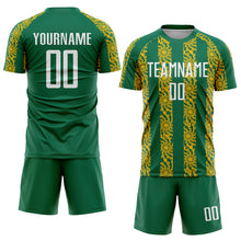 Charger l&#39;image dans la galerie, Custom Kelly Green White-Gold Abstract Shape Sublimation Soccer Uniform Jersey
