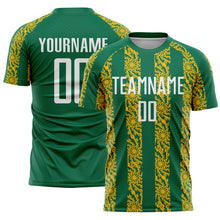 Charger l&#39;image dans la galerie, Custom Kelly Green White-Gold Abstract Shape Sublimation Soccer Uniform Jersey
