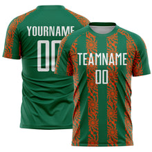 Charger l&#39;image dans la galerie, Custom Kelly Green White-Orange Abstract Shape Sublimation Soccer Uniform Jersey
