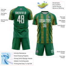 Charger l&#39;image dans la galerie, Custom Kelly Green White-Old Gold Abstract Shape Sublimation Soccer Uniform Jersey
