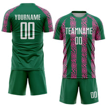 Charger l&#39;image dans la galerie, Custom Kelly Green White-Pink Abstract Shape Sublimation Soccer Uniform Jersey
