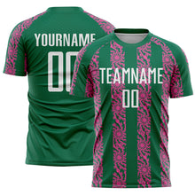 Charger l&#39;image dans la galerie, Custom Kelly Green White-Pink Abstract Shape Sublimation Soccer Uniform Jersey
