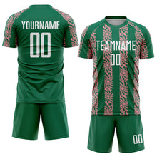 Charger l&#39;image dans la galerie, Custom Kelly Green White-Medium Pink Abstract Shape Sublimation Soccer Uniform Jersey
