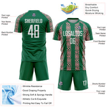 Charger l&#39;image dans la galerie, Custom Kelly Green White-Medium Pink Abstract Shape Sublimation Soccer Uniform Jersey
