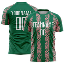 Charger l&#39;image dans la galerie, Custom Kelly Green White-Medium Pink Abstract Shape Sublimation Soccer Uniform Jersey
