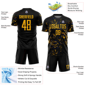 Custom Black Gold-Royal Abstract Fragment Art Sublimation Soccer Uniform Jersey