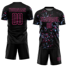 Load image into Gallery viewer, Custom Black Pink-Light Blue Abstract Fragment Art Sublimation Soccer Uniform Jersey
