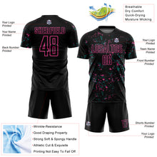 Laden Sie das Bild in den Galerie-Viewer, Custom Black Pink-Teal Abstract Fragment Art Sublimation Soccer Uniform Jersey
