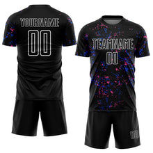 Laden Sie das Bild in den Galerie-Viewer, Custom Black Thunder Blue-Pink Abstract Fragment Art Sublimation Soccer Uniform Jersey
