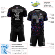 Laden Sie das Bild in den Galerie-Viewer, Custom Black Thunder Blue-Pink Abstract Fragment Art Sublimation Soccer Uniform Jersey
