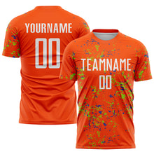 Charger l&#39;image dans la galerie, Custom Orange Neon Green-Thunder Blue Abstract Fragment Art Sublimation Soccer Uniform Jersey
