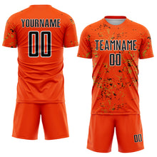 Charger l&#39;image dans la galerie, Custom Orange Black-Old Gold Abstract Fragment Art Sublimation Soccer Uniform Jersey
