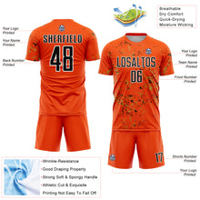 Charger l&#39;image dans la galerie, Custom Orange Black-Old Gold Abstract Fragment Art Sublimation Soccer Uniform Jersey
