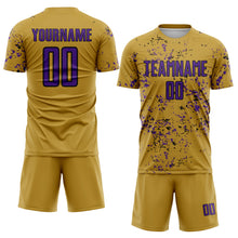 Charger l&#39;image dans la galerie, Custom Old Gold Purple-Black Abstract Fragment Art Sublimation Soccer Uniform Jersey
