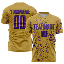 Charger l&#39;image dans la galerie, Custom Old Gold Purple-Black Abstract Fragment Art Sublimation Soccer Uniform Jersey
