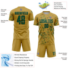 Charger l&#39;image dans la galerie, Custom Old Gold Kelly Green-Black Abstract Fragment Art Sublimation Soccer Uniform Jersey
