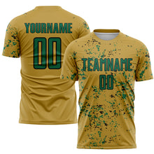 Charger l&#39;image dans la galerie, Custom Old Gold Kelly Green-Black Abstract Fragment Art Sublimation Soccer Uniform Jersey
