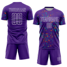 Charger l&#39;image dans la galerie, Custom Purple Bay Orange-Teal Abstract Fragment Art Sublimation Soccer Uniform Jersey
