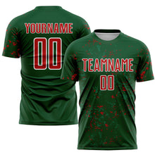 Charger l&#39;image dans la galerie, Custom Green Red-Kelly Green Abstract Fragment Art Sublimation Soccer Uniform Jersey
