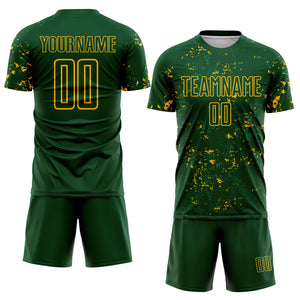 Custom Green Gold-Kelly Green Abstract Fragment Art Sublimation Soccer Uniform Jersey