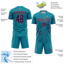 Charger l&#39;image dans la galerie, Custom Teal Royal-Orange Abstract Fragment Art Sublimation Soccer Uniform Jersey
