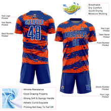 Laden Sie das Bild in den Galerie-Viewer, Custom Royal Orange-White Splash Sublimation Soccer Uniform Jersey
