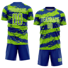 Charger l&#39;image dans la galerie, Custom Royal Neon Green-White Splash Sublimation Soccer Uniform Jersey
