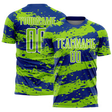 Charger l&#39;image dans la galerie, Custom Royal Neon Green-White Splash Sublimation Soccer Uniform Jersey
