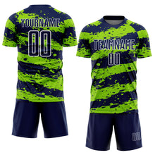 Charger l&#39;image dans la galerie, Custom Navy Neon Green-White Splash Sublimation Soccer Uniform Jersey
